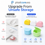Assorted 40 Pack Bulk Denture Case Bath Holders for Retainers Teeth Guards (Individually Sealed) (8 of Each Color)