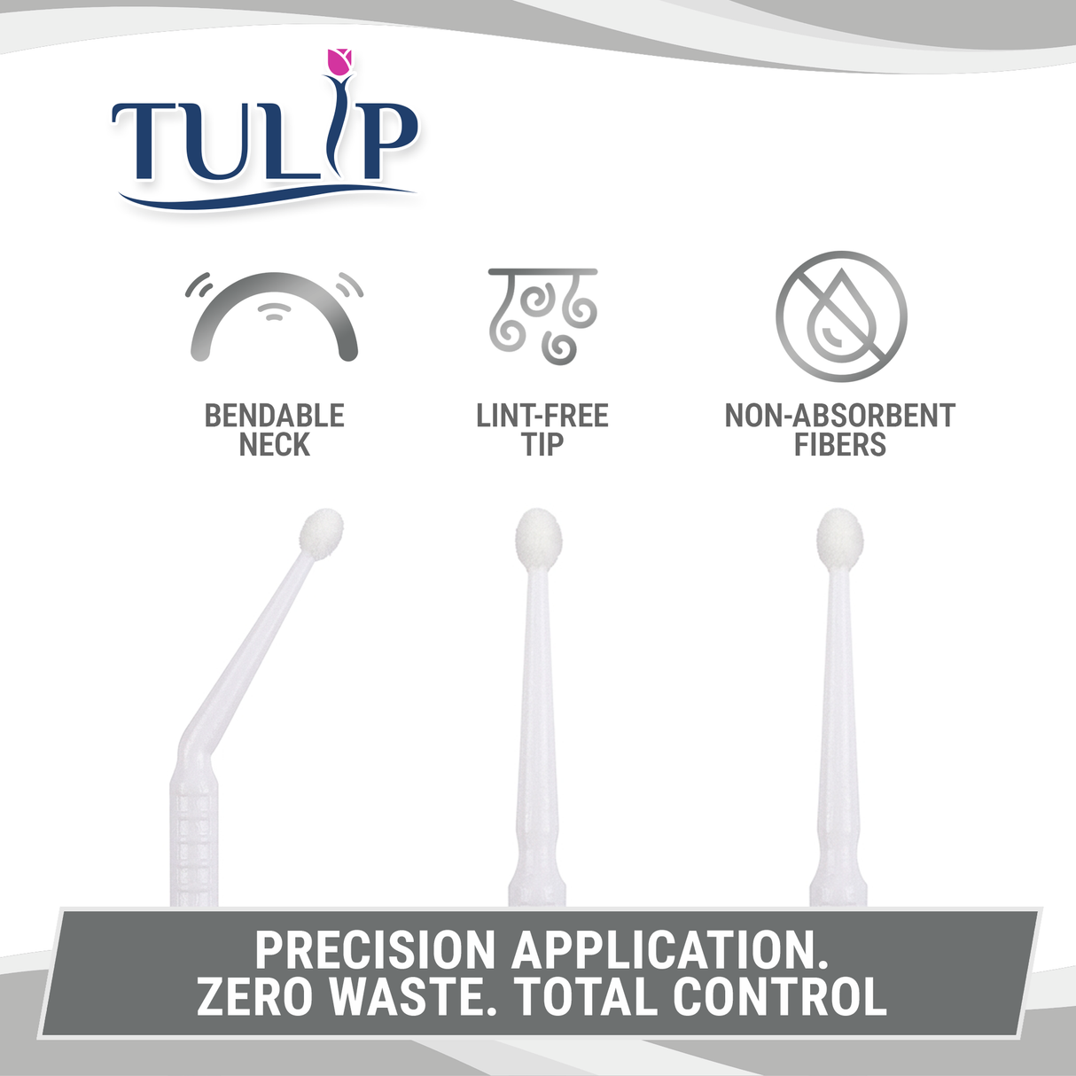 TULIP Superfine Micro Applicator Brushes – White (1.0mm) | (4 kegs of 100) (400 Total)