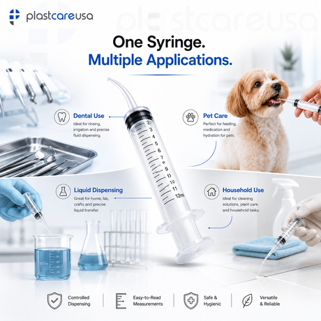 50 Curved Tip 12cc Monoject 412 Style Dental Oral Irrigation Utility Syringes (1 Box) - My DDS Supply