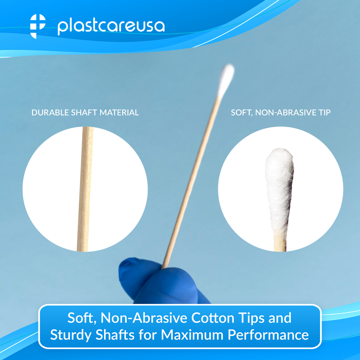 6" Cotton Tip Applicators by PlastCare USA - Box of 1000 (10 Packs of 100)