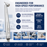 Tulip ST-HS45 Surgical High Speed Handpiece – 45° Push Button, 4-Hole, Stainless Steel, Autoclavable Dental Handpiece