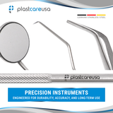 3-Piece Dental Examination Kit – Mirror No. 5, TU 17/23 Explorer & Meriam Pliers (Autoclavable Stainless Steel)