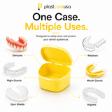 Yellow 40 Pack Bulk Denture Case Bath Holders for Retainers Teeth Guards (Individually Sealed)
