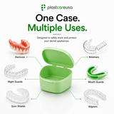 Green 40 Pack Bulk Denture Case Bath Holders for Retainers Teeth Guards (Individually Sealed)