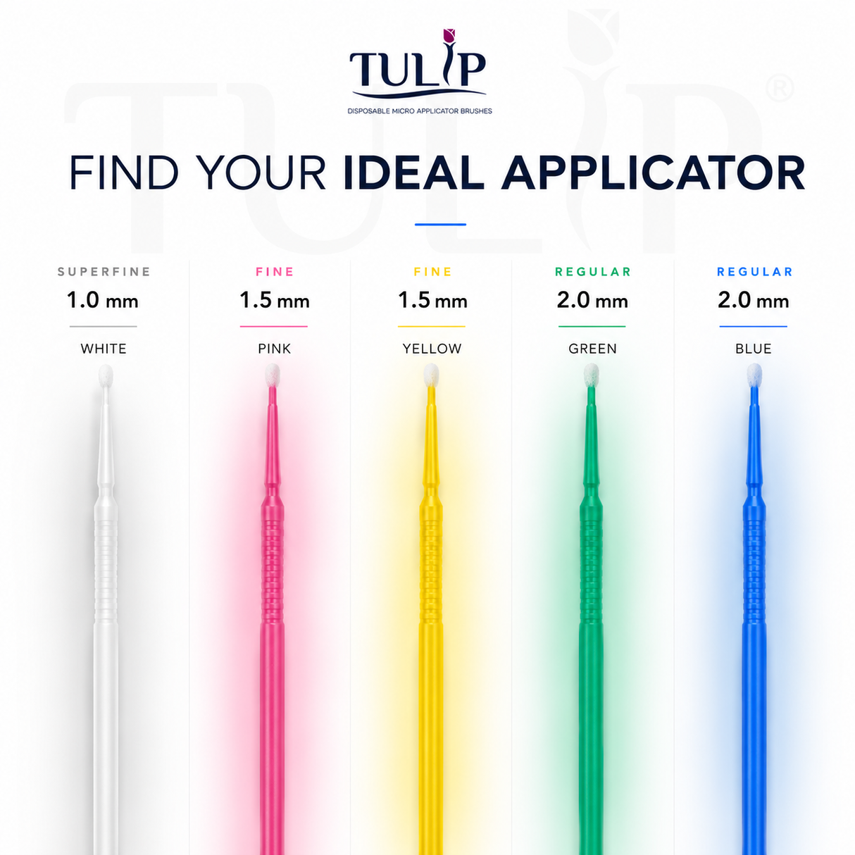 TULIP Fine Micro Applicator Brushes – Yellow (1.5mm) | (4 kegs of 100) (400 Total)