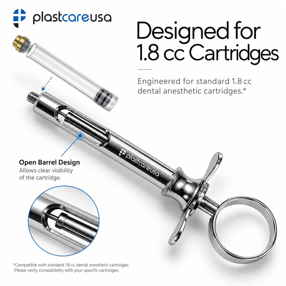 Aspirating Syringe – 1.8 cc Cook-Waite Type Dental Anesthetic Syringe