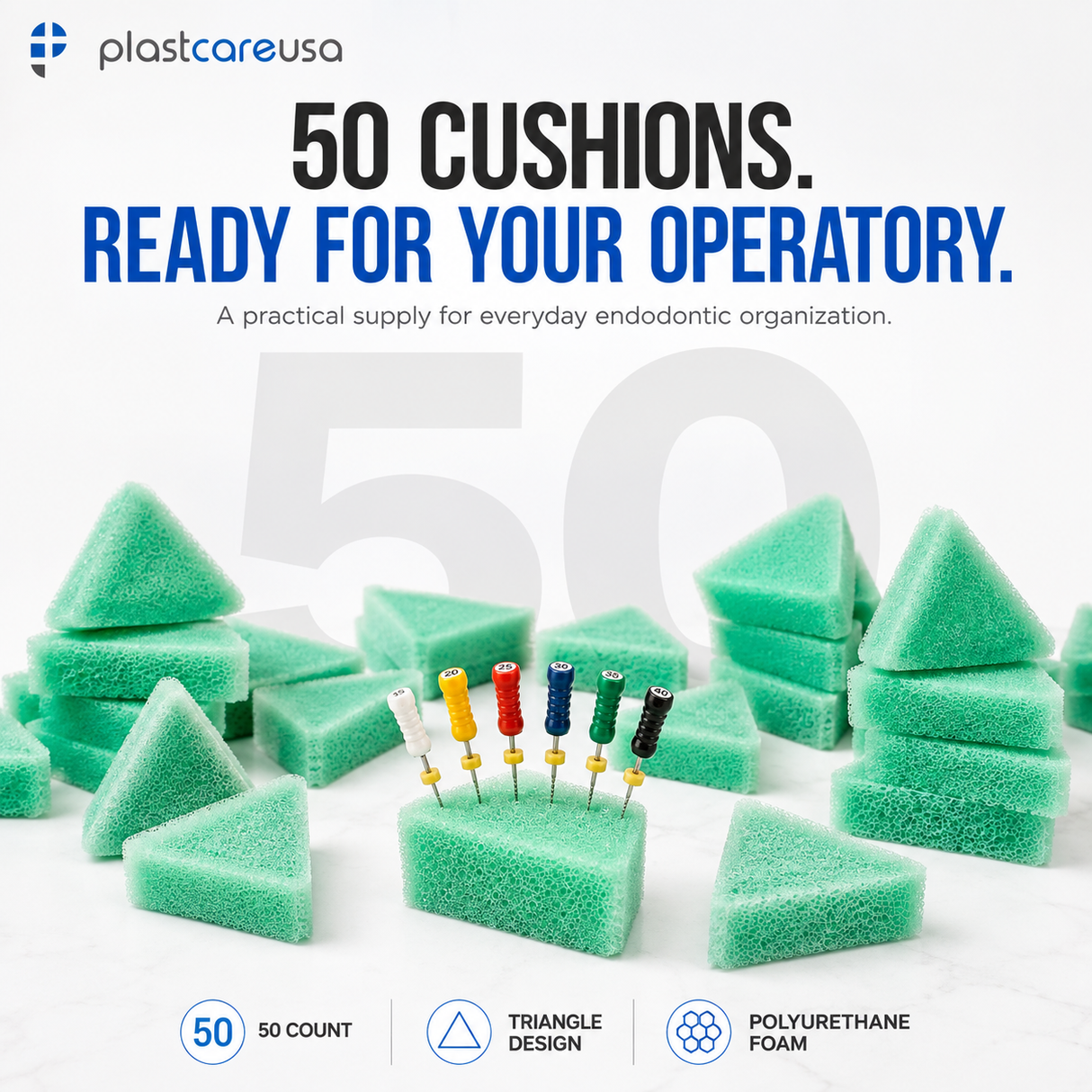 Endodontic Triangle Sponge Foam Cushions for Endo Files (Bag of 50)