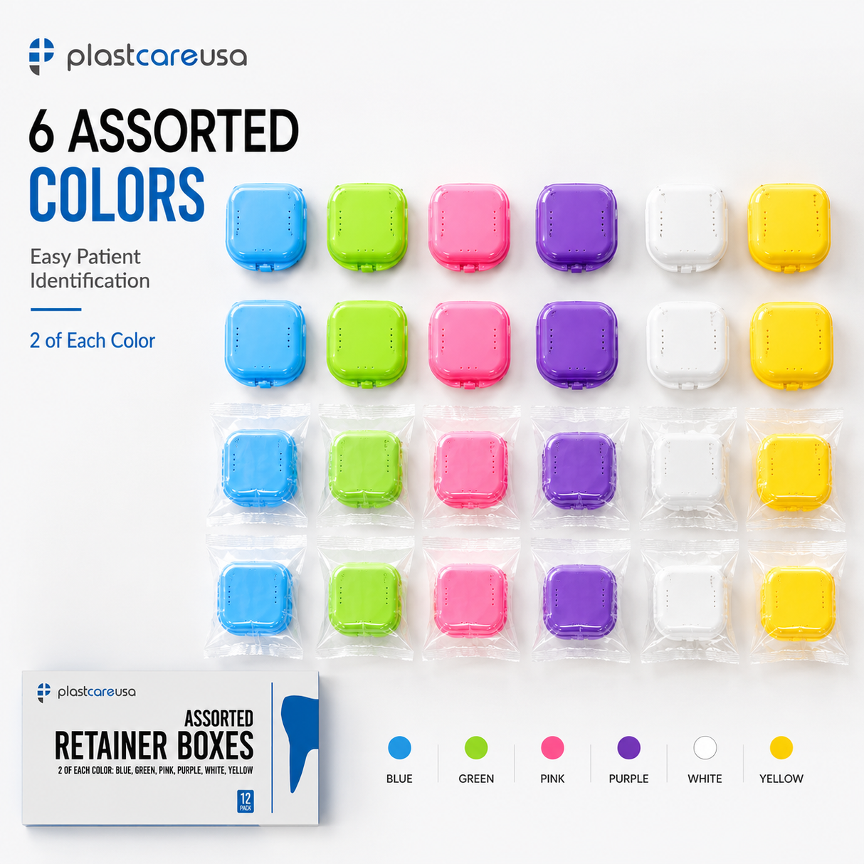 Sealed Assorted Dental Retainer Cases (Box of 12)