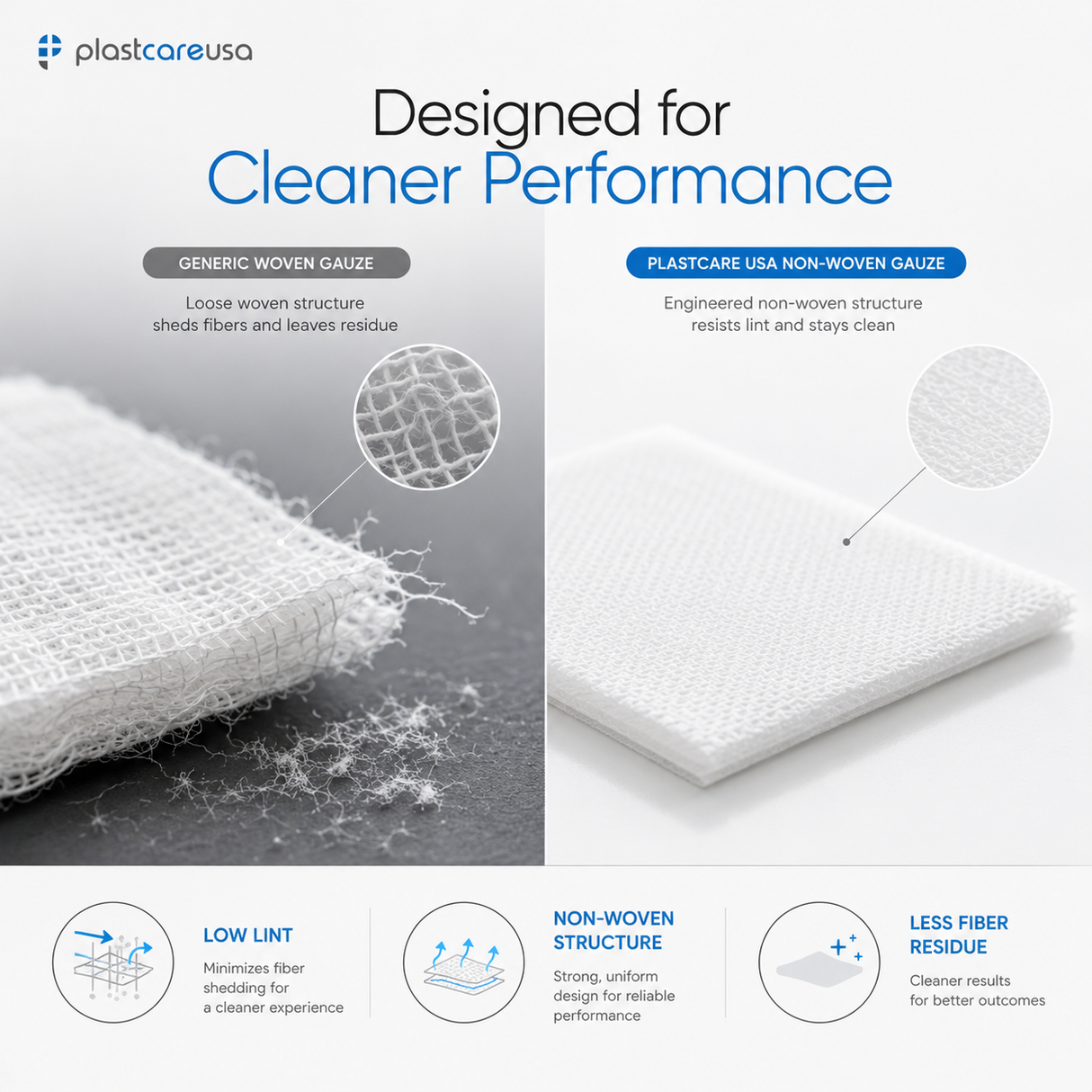 200 4x4 4-Ply Non Woven, Non-Sterile Dental Gauze Sponges by PlastCare USA