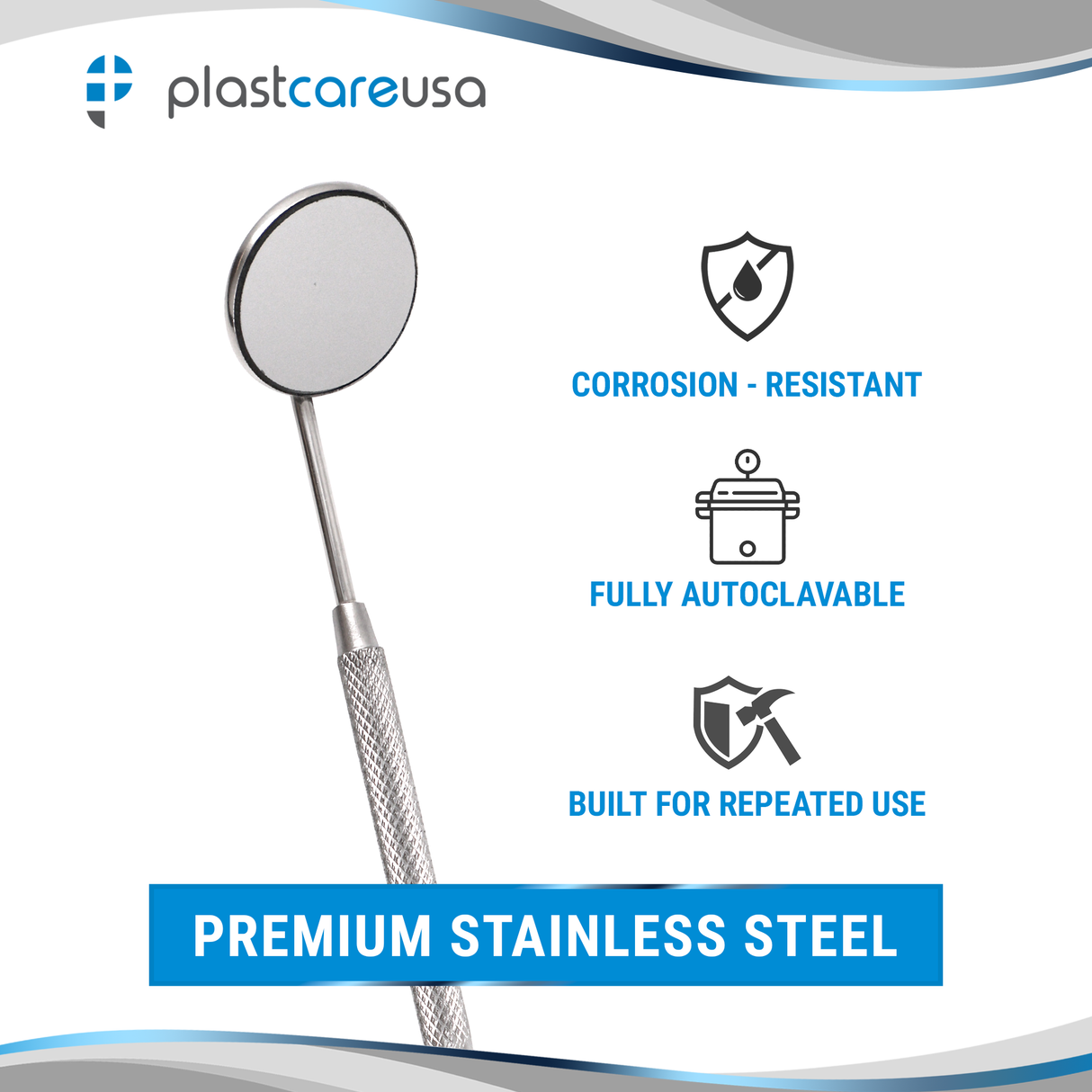 Dental Mirror No. 5 with Handle – German Stainless Steel Mouth Mirror (Autoclavable)