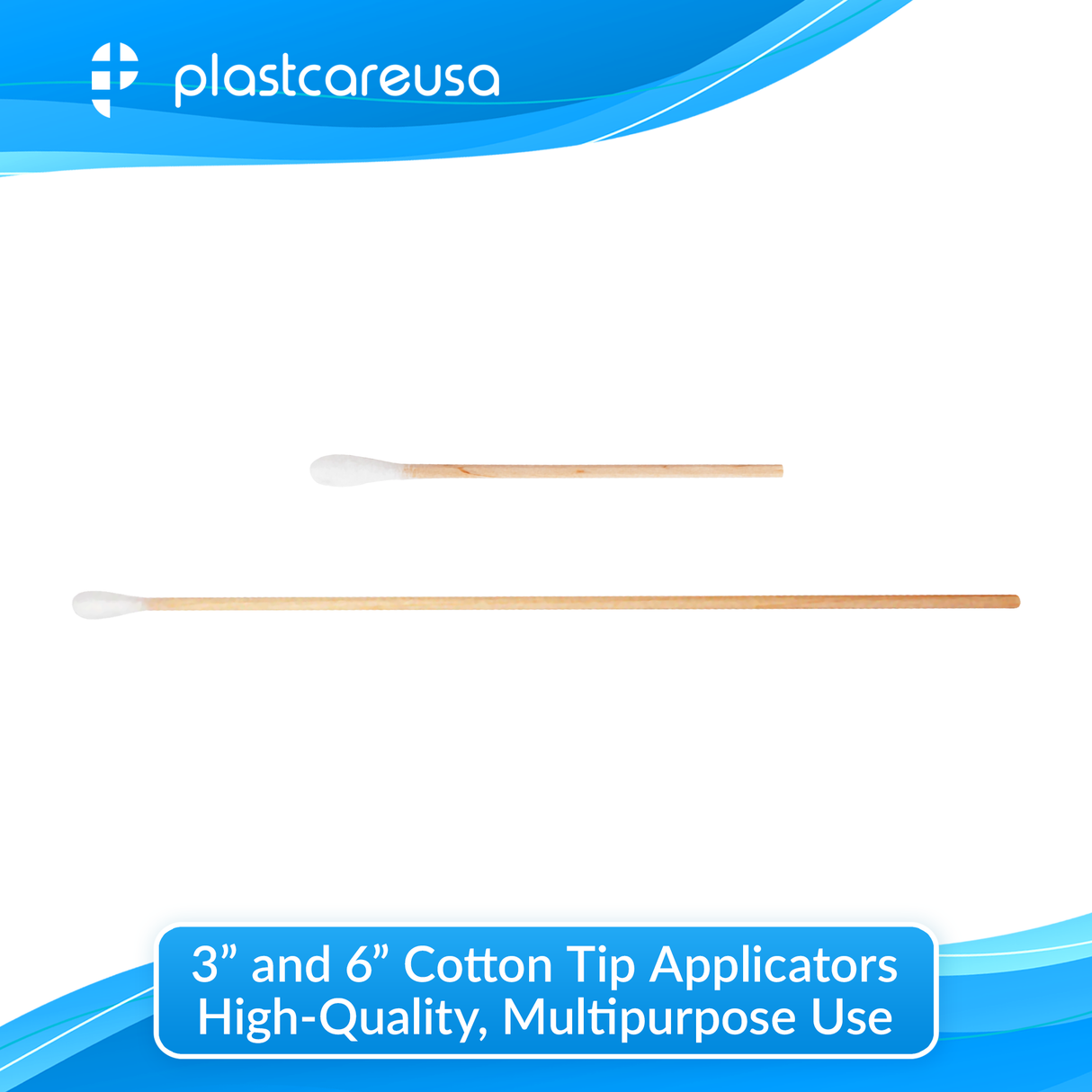 6" Cotton Tip Applicators by PlastCare USA - Box of 1000 (10 Packs of 100)