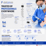 100 6ml (6cc) Luer Lock Disposable Syringes – Non-Sterile for Saline, Oral Medicine, and Precision Use