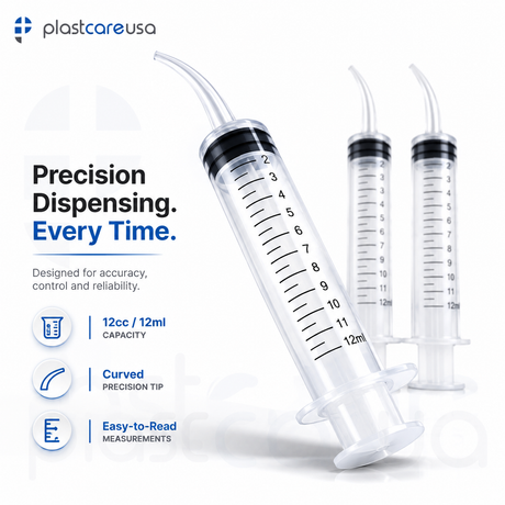 1000 x Curved Tip 12cc Monoject Style Utility Syringes (20 Boxes of 50) by PlastCare USA - My DDS Supply