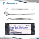 3-Piece Dental Examination Kit – Mirror No. 5, TU 17/23 Explorer & Meriam Pliers (Autoclavable Stainless Steel)