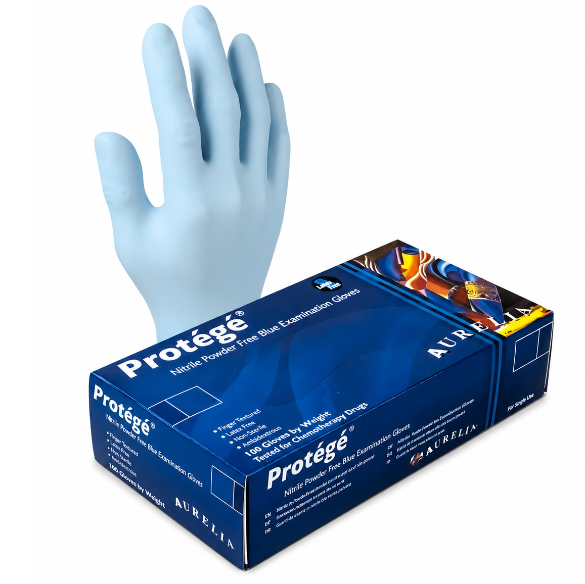 1000 Extra Small XS Aurelia Protege Blue Nitrile 4 mil Powder Free Examination Gloves (10 Boxes)