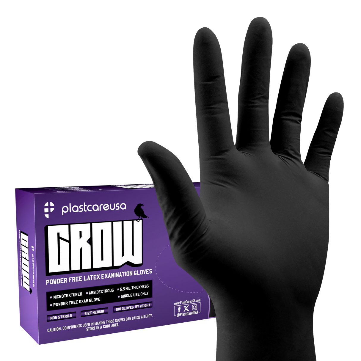 1000 Large PlastCare USA Black Latex Gloves (10 Boxes)