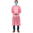 200 Pink 30g Disposable Isolation Lab Gowns with Knitt Cuffs for Medical Dental Hospital (4 Case of 50)