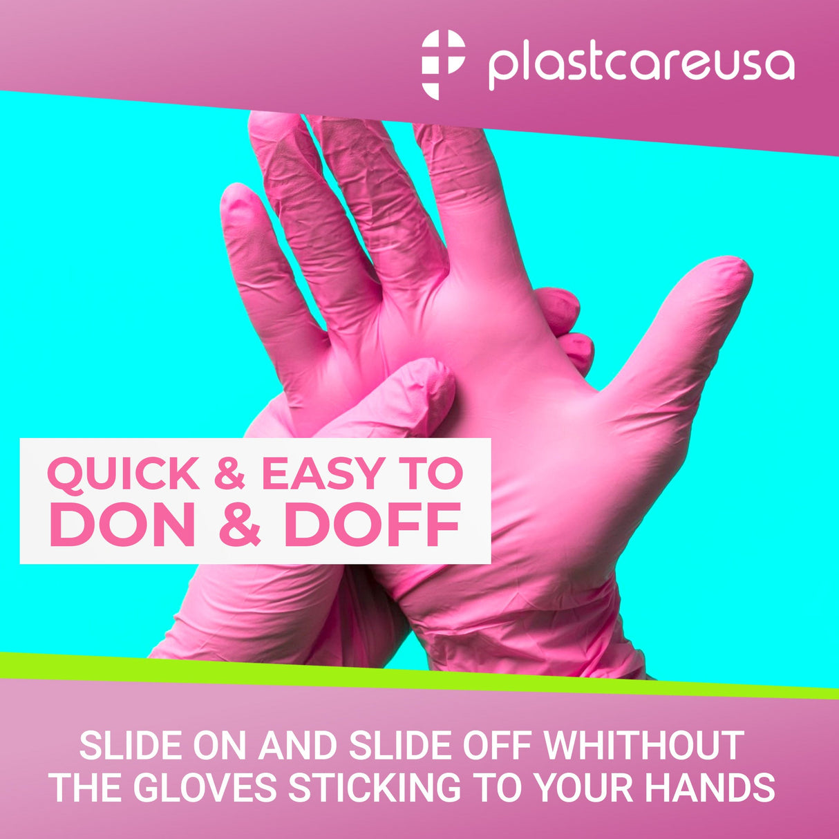 1000 MEDIUM Pink Nitrile Exam Premium Gloves (Powder & Latex Free), PlastCare USA Bloom - My DDS Supply