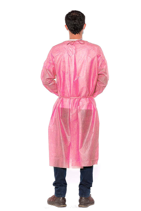 200 Pink 30g Disposable Isolation Lab Gowns with Knitt Cuffs for Medical Dental Hospital (4 Case of 50) * Bulk Special *