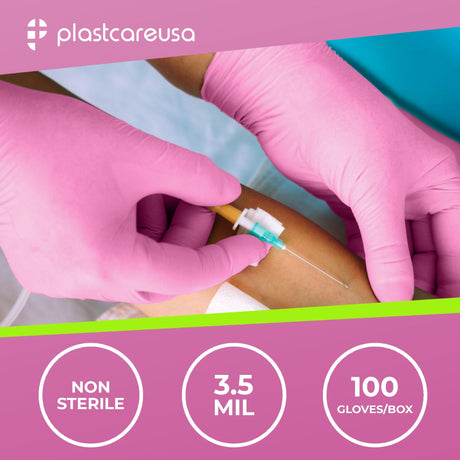 1000 LARGE Pink Nitrile Exam Premium Gloves (Powder & Latex Free), PlastCare USA Bloom - My DDS Supply