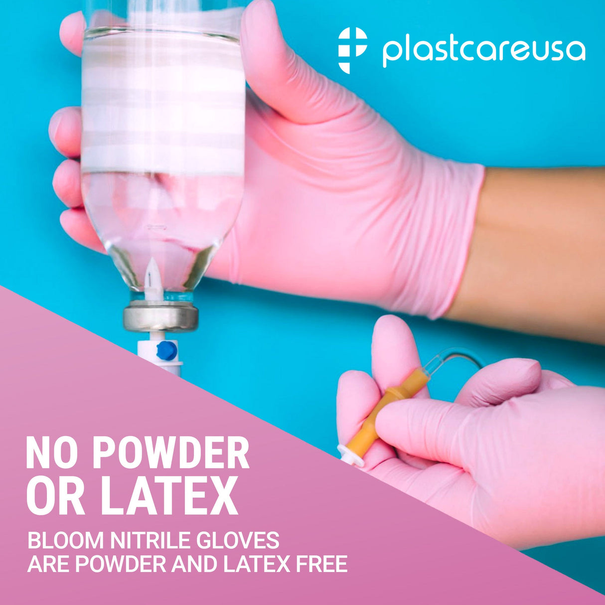 1000 MEDIUM Pink Nitrile Exam Premium Gloves (Powder & Latex Free), PlastCare USA Bloom - My DDS Supply