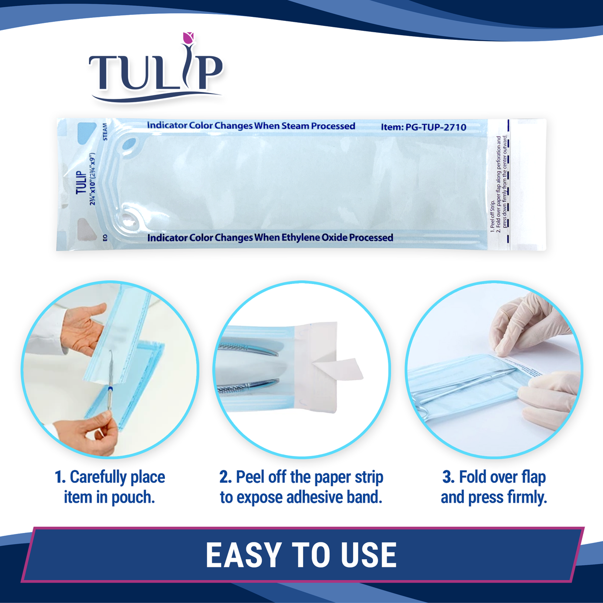 10,000 2.75" x 10" Self-Sealing Sterilization Pouches by TULIP (50 Boxes of 200) *Bulk Special*