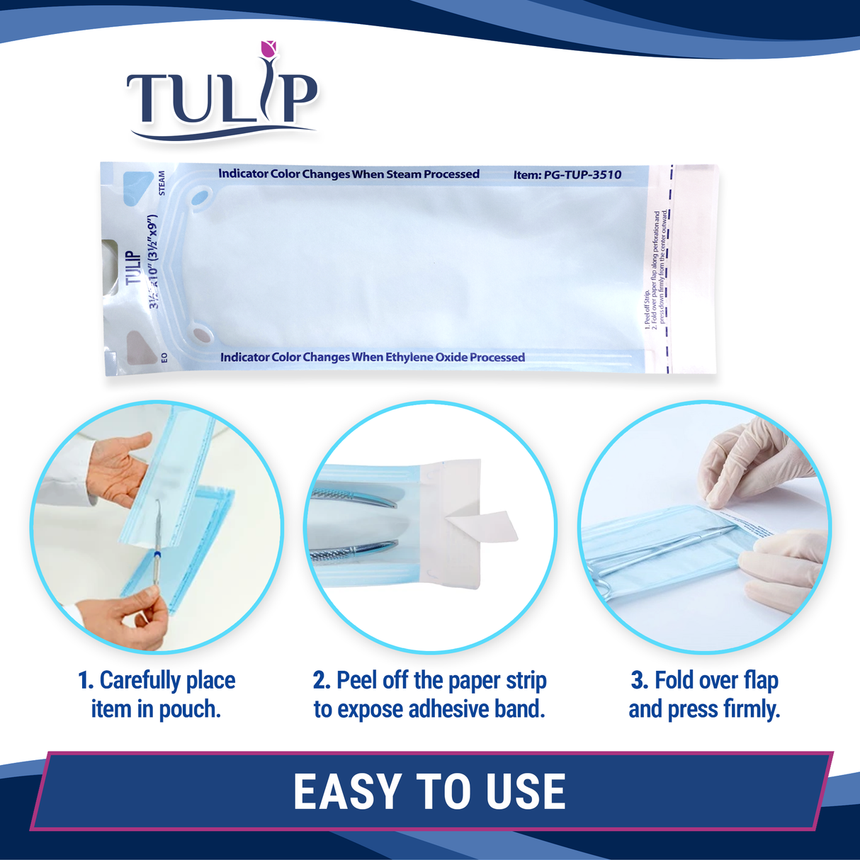 10,000 3.5" x 10" Self-Sealing Sterilization Pouches by TULIP (50 Boxes of 200) *Bulk Special*