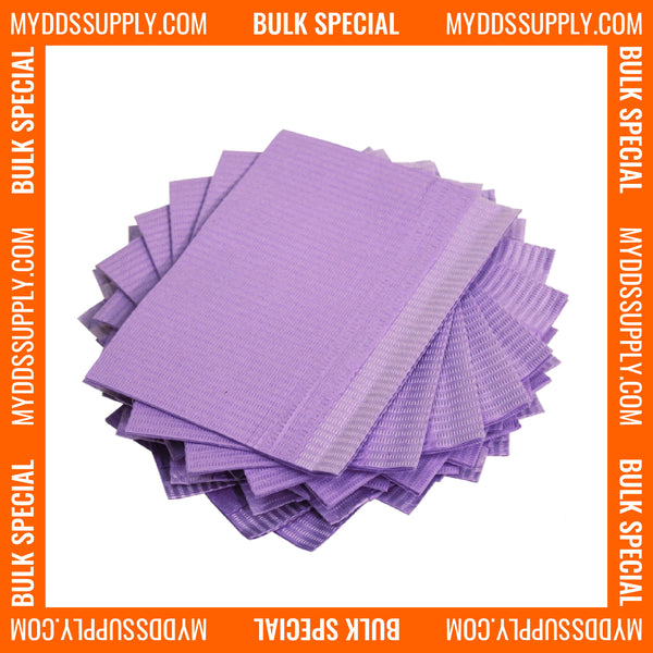 2000 Lavender 3-Ply 13x18 Dental Patient Towel Bibs (4 Case of 500) by PlastCare USA - My DDS Supply