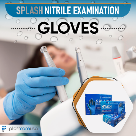 1000 EXTRA SMALL XS Blue Nitrile Exam Premium Gloves (Powder & Latex Free), PlastCare USA Splash - My DDS Supply
