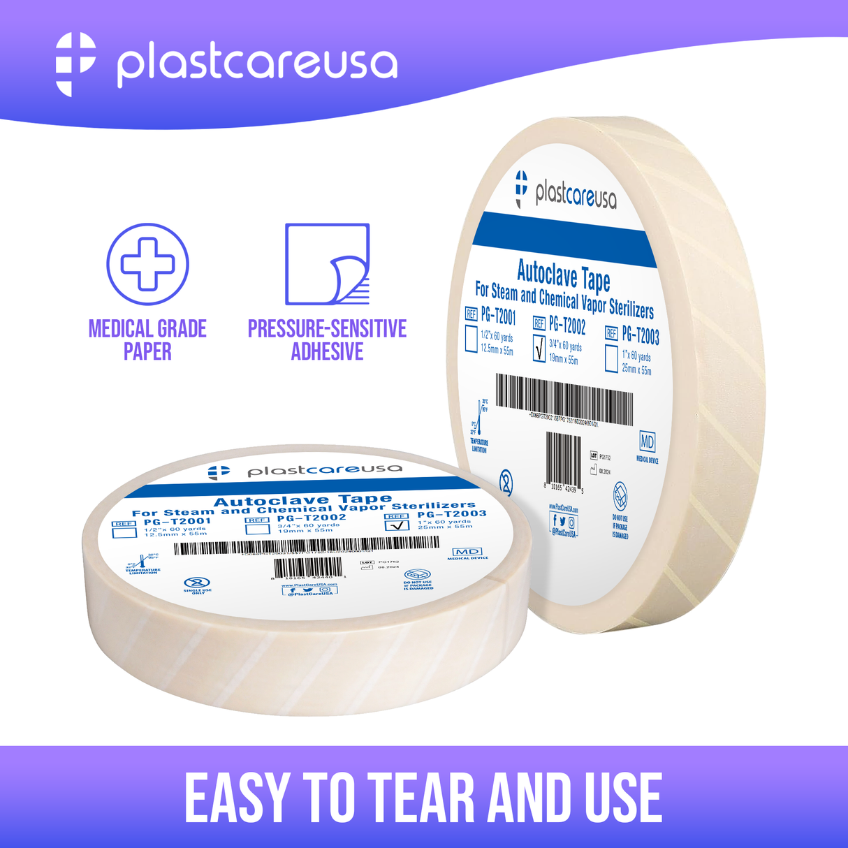 Autoclave Tape 1" x 60 Yards, Sterilization Indicator Tape for Steam and Chemical Vapor Sterilizers