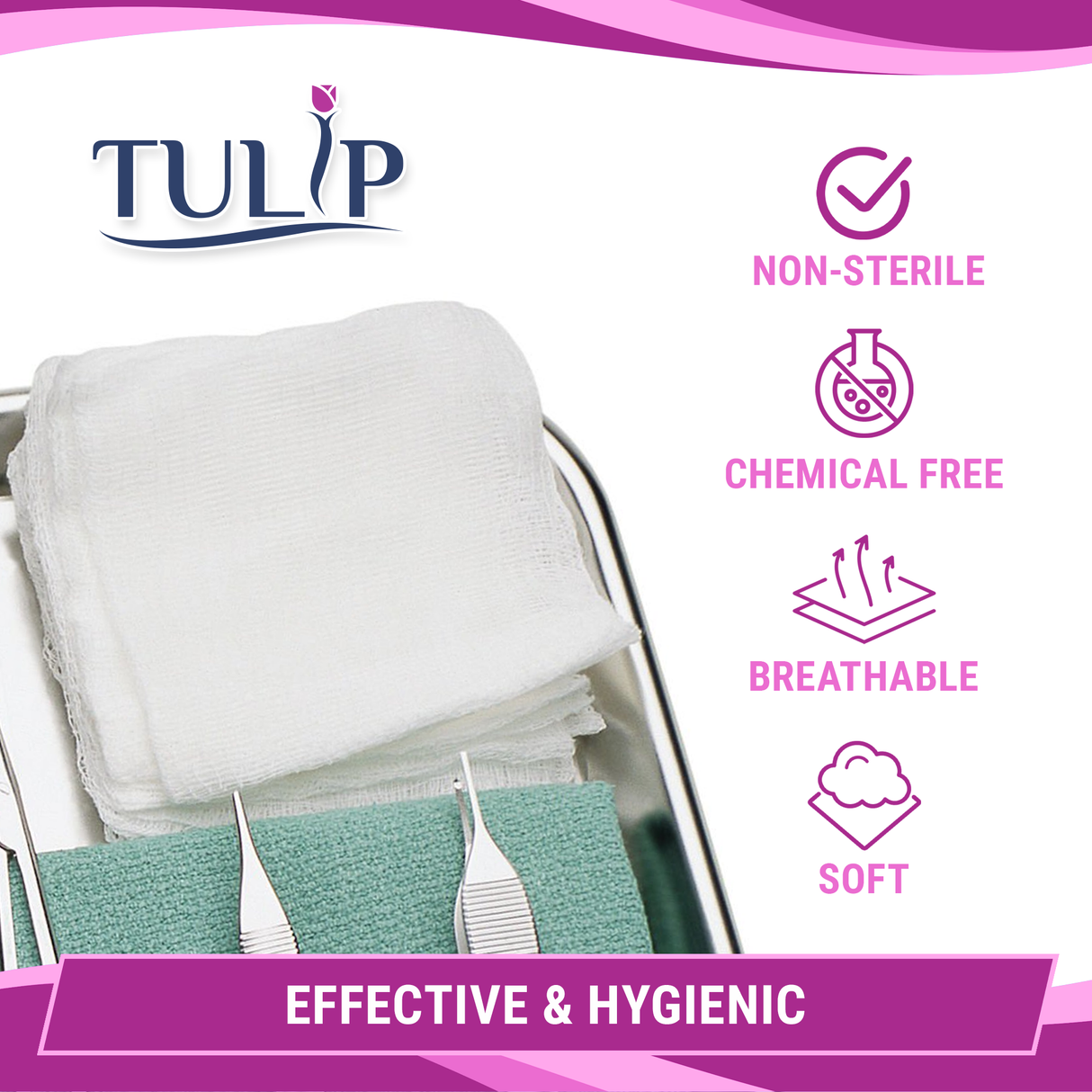 10,000 TULIP 2x2 4-Ply Non-Sterile Non-Woven Dental Gauze Sponges