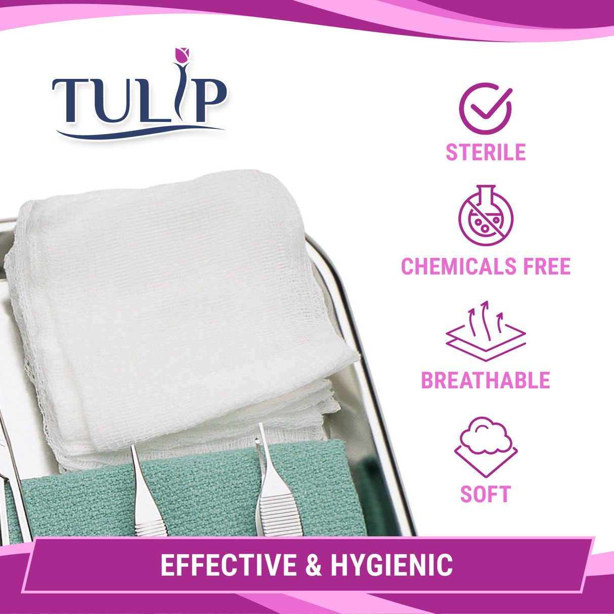 5,000 TULIP 2x2 4-Ply Non-Sterile Non-Woven Dental Gauze Sponges