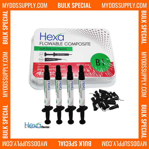 6 x Hexa B1 Flowable Composite Light Cure , Low Viscosity (4 x 2gm Syringes + 20 Tips) *Bulk Special* - My DDS Supply