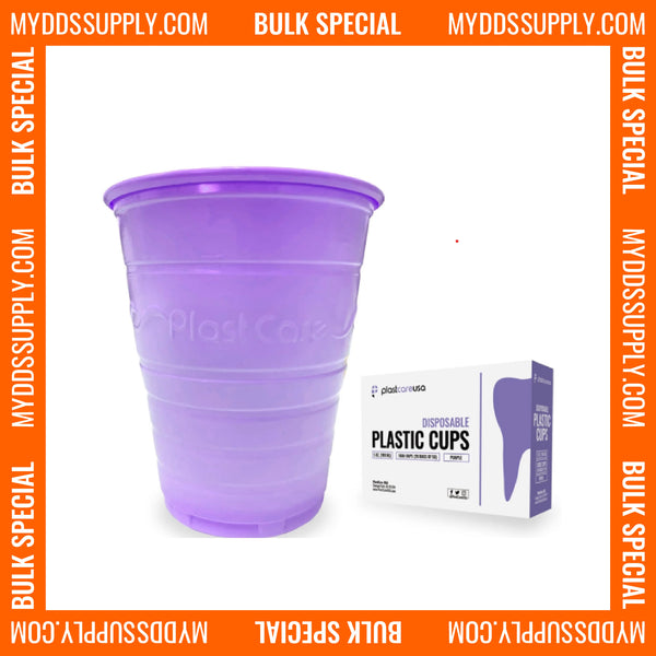 5000 Purple Plastic Disposable Ribbed Drinking Dental Cups, 5 Oz by PlastCare USA *Bulk Special* - My DDS Supply