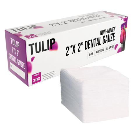 5,000 TULIP 2x2 4-Ply Non-Sterile Non-Woven Dental Gauze Sponges