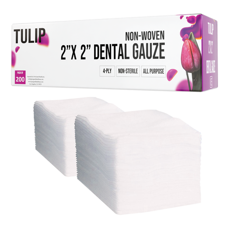 10,000 TULIP 2x2 4-Ply Non-Sterile Non-Woven Dental Gauze Sponges