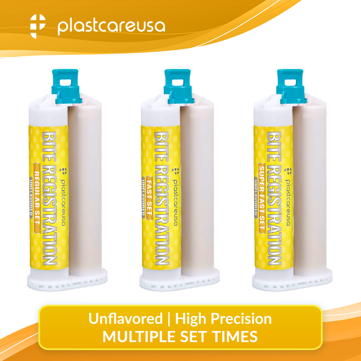 4 Unflavored Fast Set Bite Registration Material 50ml Cartridges by PlastCare USA