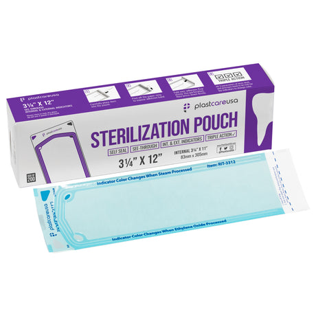 3.25" x 12" Self-Sealing Sterilization Pouches for Autoclave (Choose Quantity) by PlastCare USA - My DDS Supply
