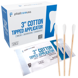 3" Cotton Tip Applicators by PlastCare USA - Box of 1000 (10 Packs of 100)