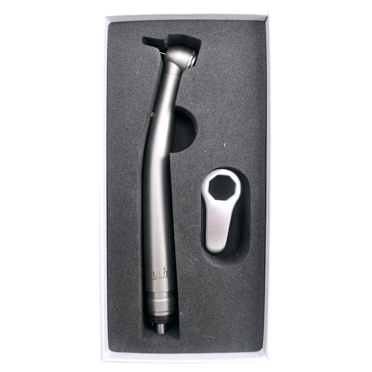 Tulip HSH High-Speed Stainless Steel Dental Handpiece - 330,000–380,000 RPM, Push Button Chuck, Triple Water Spray, Ceramic Bearings, Autoclavable (M4/B2 Connector)
