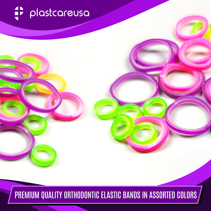 2000 (3/16" Rabbit, Light 3.5 Oz) Assorted Colors Orthodontic Latex Elastic Rubber Bands for Braces