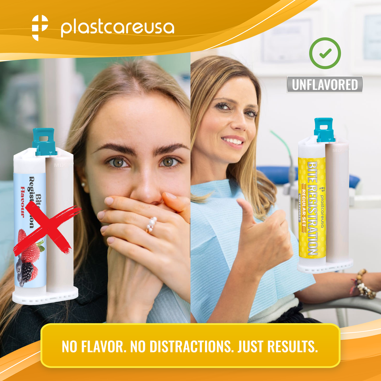 20 Bulk Unflavored Regular Set Bite Registration Material 50ml Cartridges by PlastCare USA