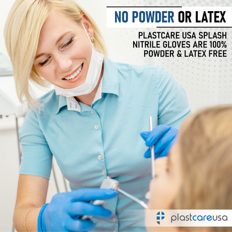 1000 MEDIUM Blue Nitrile Exam Premium Gloves (Powder & Latex Free), PlastCare USA Splash - My DDS Supply