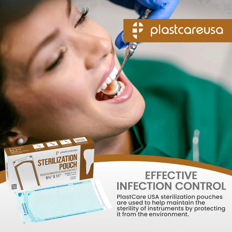 10,000 5.25" x 10" Self-Sealing Sterilization Pouches for Autoclave by PlastCare USA *Bulk Special* - My DDS Supply