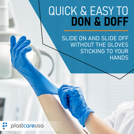 1000 SMALL Blue Nitrile Exam Premium Gloves (Powder & Latex Free), PlastCare USA Splash - My DDS Supply