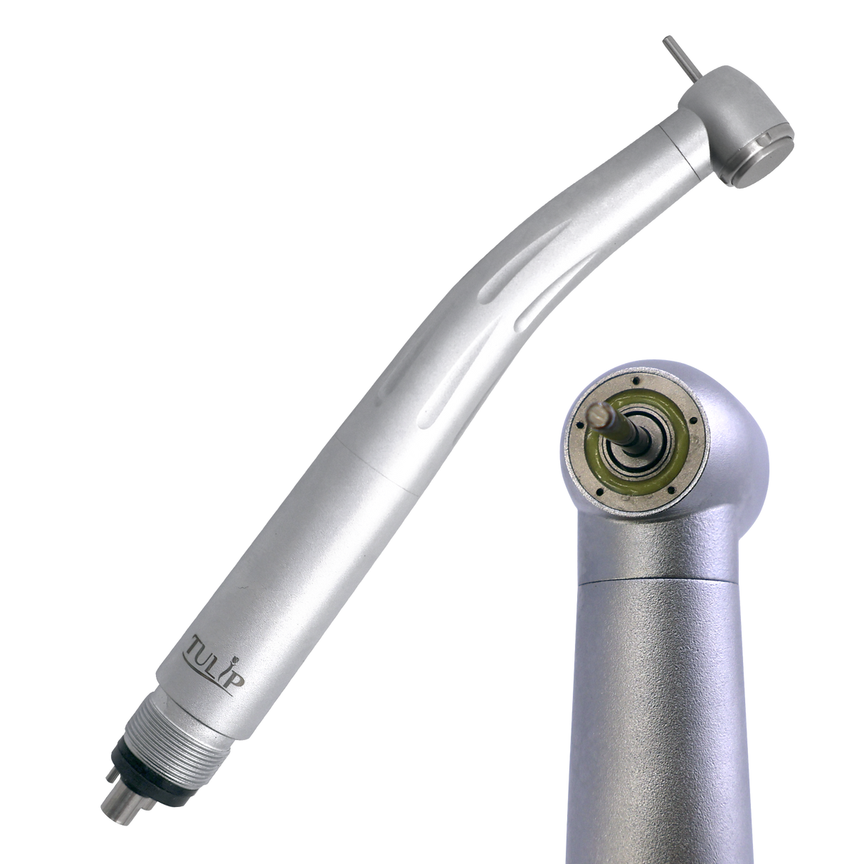 Tulip 5 LED High-Speed Dental Handpiece – Push Button, 5 LED Lights, 5 Water Sprays, Ceramic Bearings, 350,000–380,000 RPM, M4/B2 Connection, Autoclavable