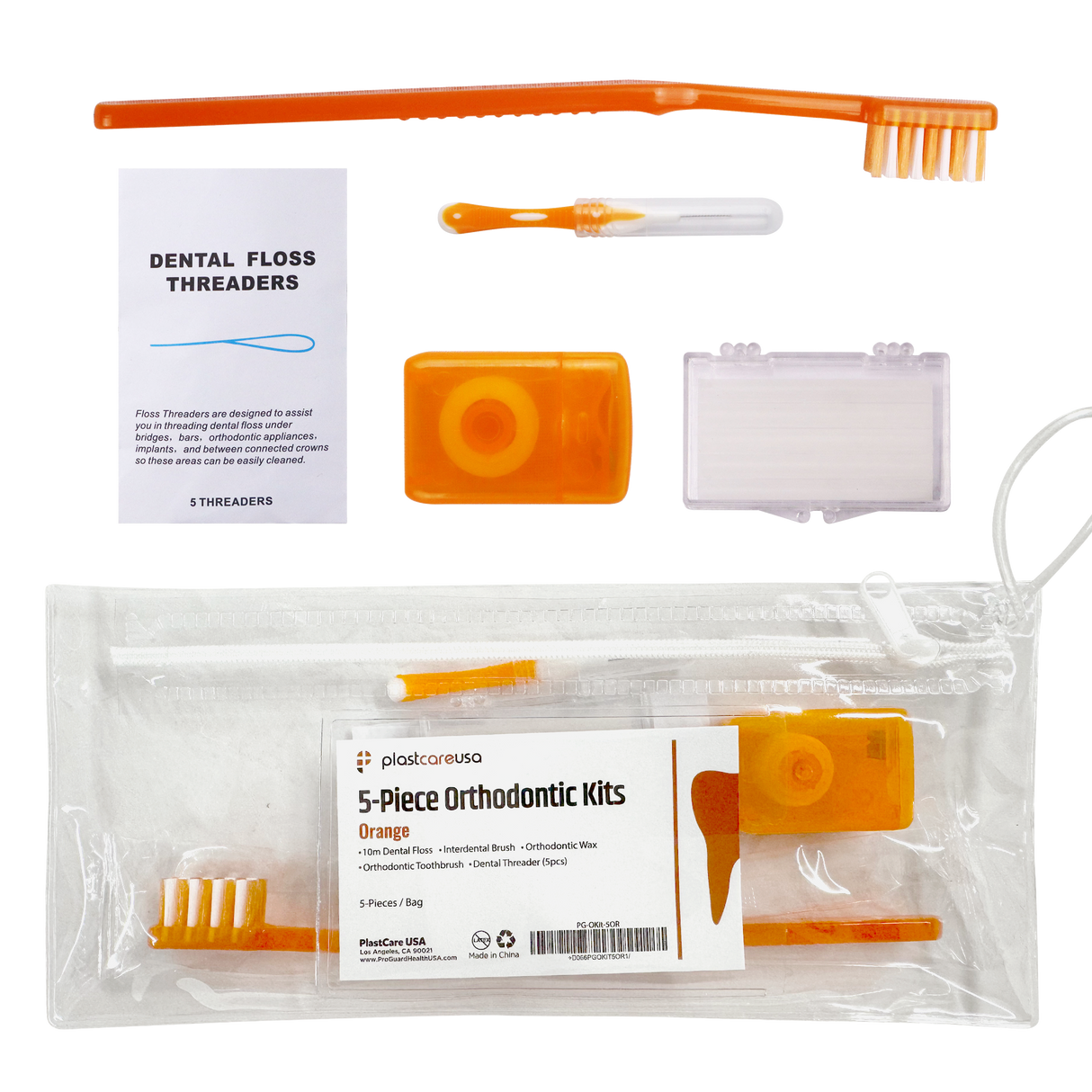 12 Pack of Orange Orthodontic 5 Piece Patient Kits