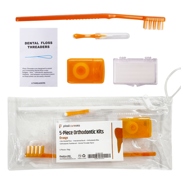 12 Pack of Orange Orthodontic 5 Piece Patient Kits