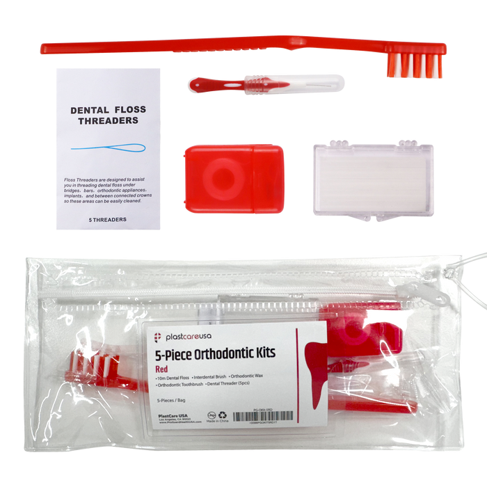 12 Pack of Red Orthodontic 5 Piece Patient Kits