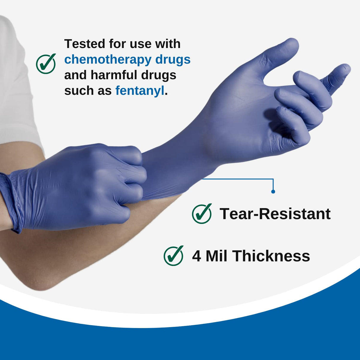 2500 Large Disposable Nitrile Exam Gloves  - Safe for use with Chemotherapy Drugs & Fentanyl